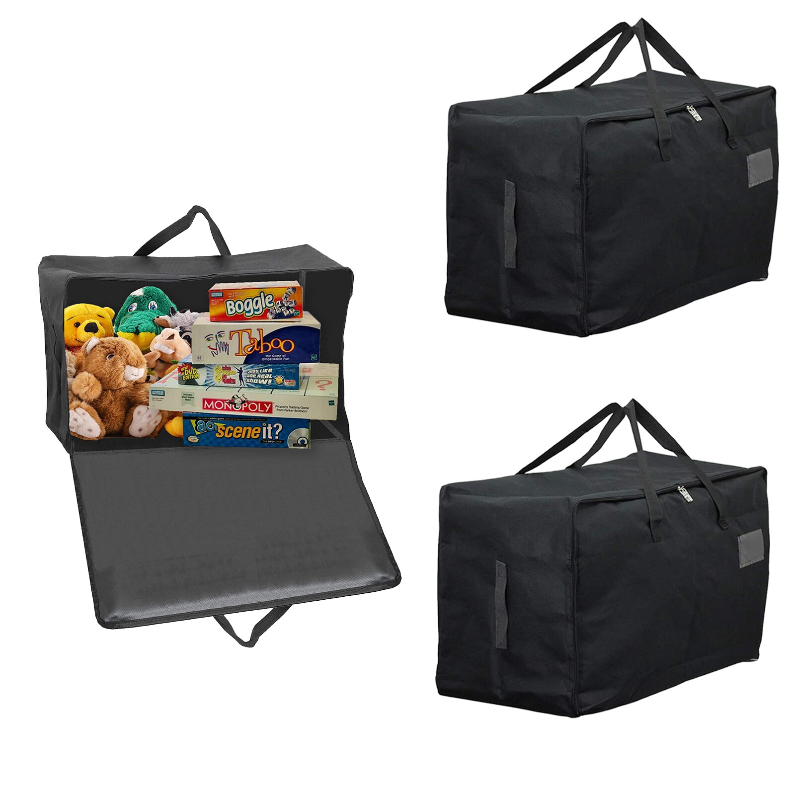 Large Canvas Bag Zipped Attic Loft Waterproof Dust Proof Junk Storage Black x 3