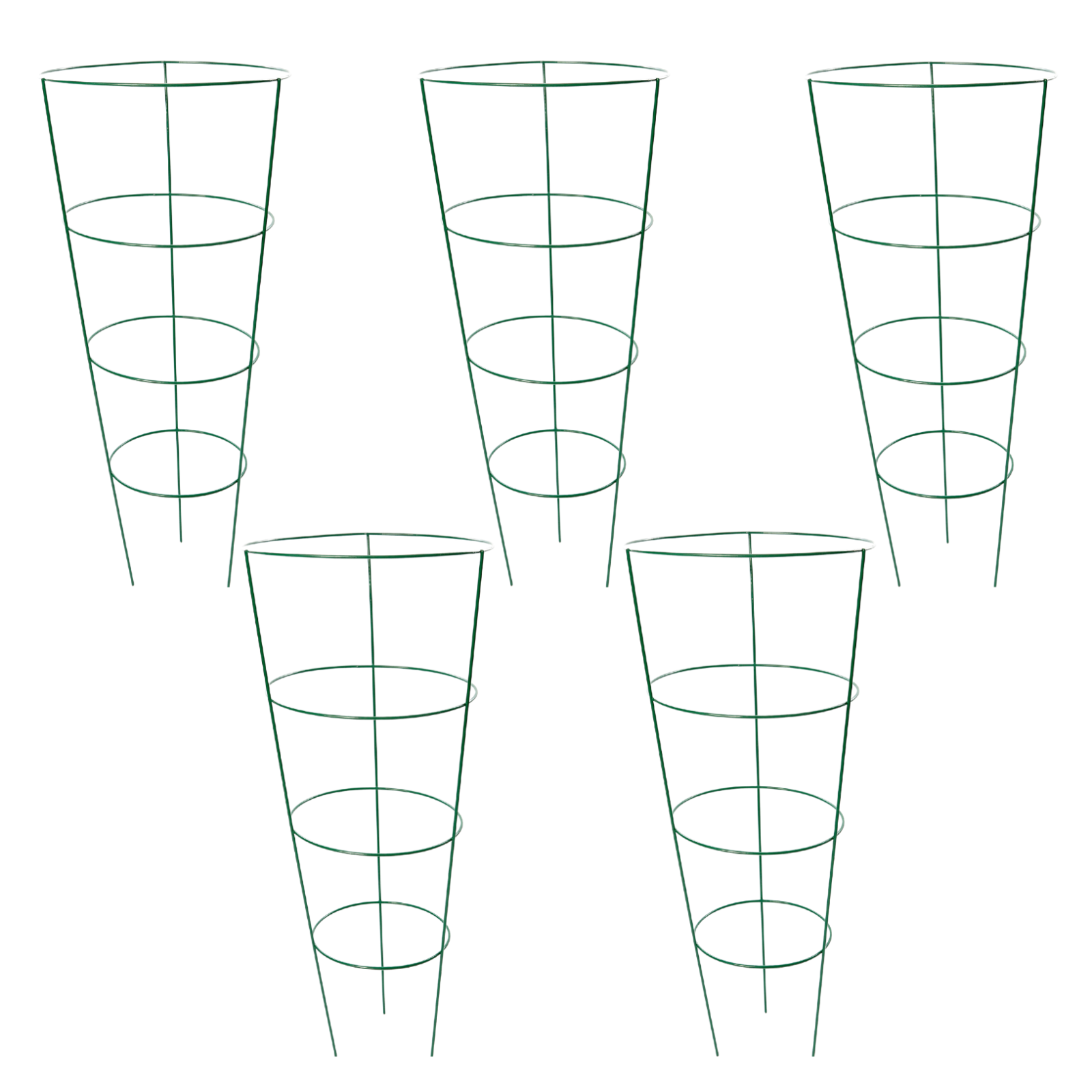 Conical Garden Plant Support 5pc Set Metal Adjustable Trellis Climbing Ring Cage
