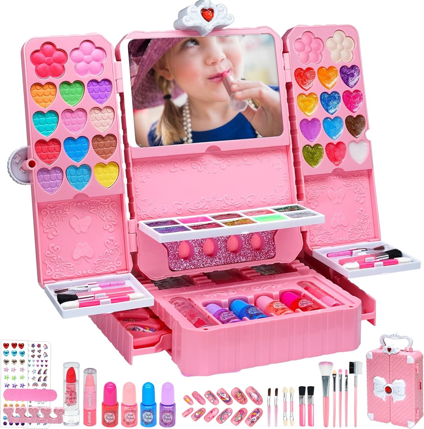 Kids Makeup Sets For Girls - Girls Washable Make Up Starter Kit, Childrens Prin