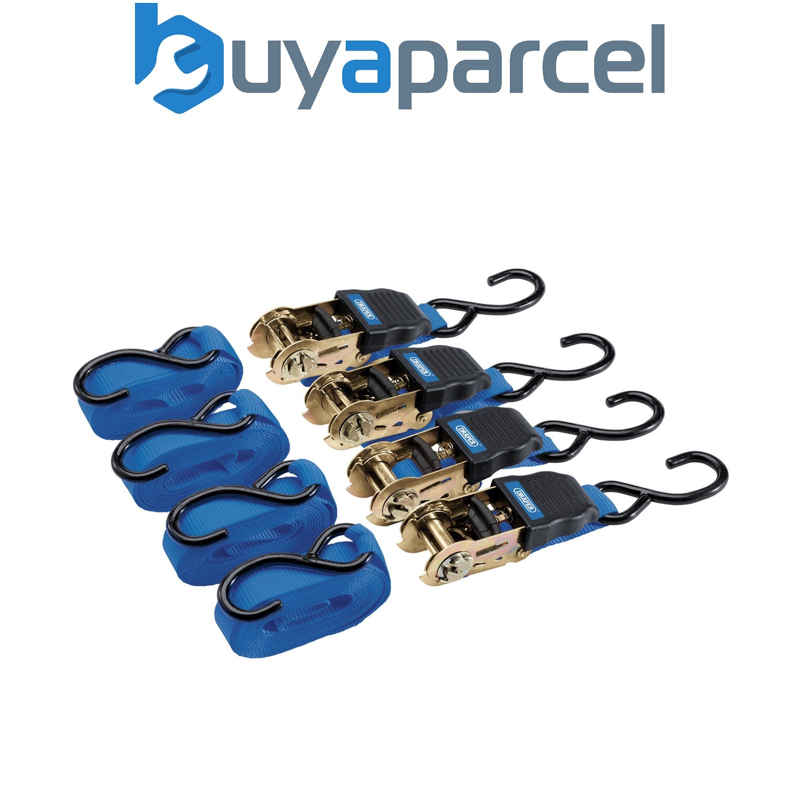Draper 92771 Ratchet Tie Down Straps, 4.5m x 25mm, 225kg (4 Piece)