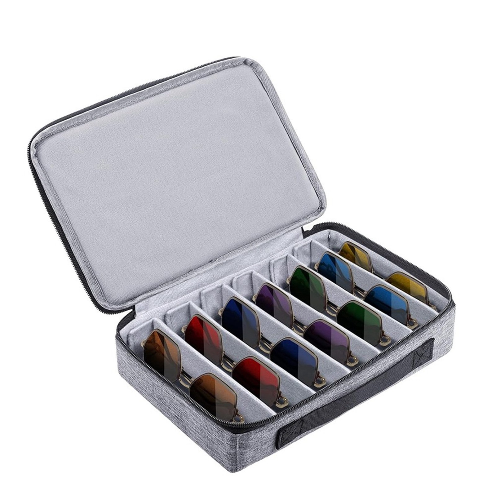 4X(Travel Sunglasses Organizer Case, Adjustable Slot for Multiple Pairs,9943