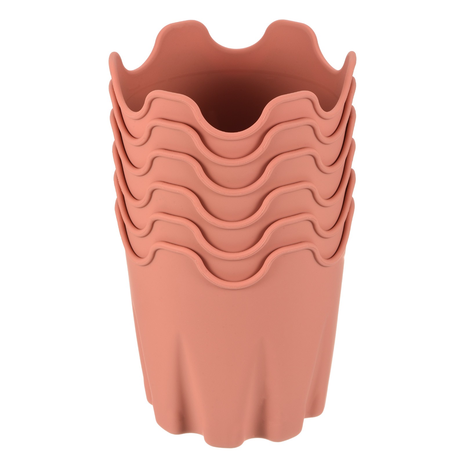 6pcs 4" Silicone Round Flower Pot Planter Decorative Container Indoor, Orange