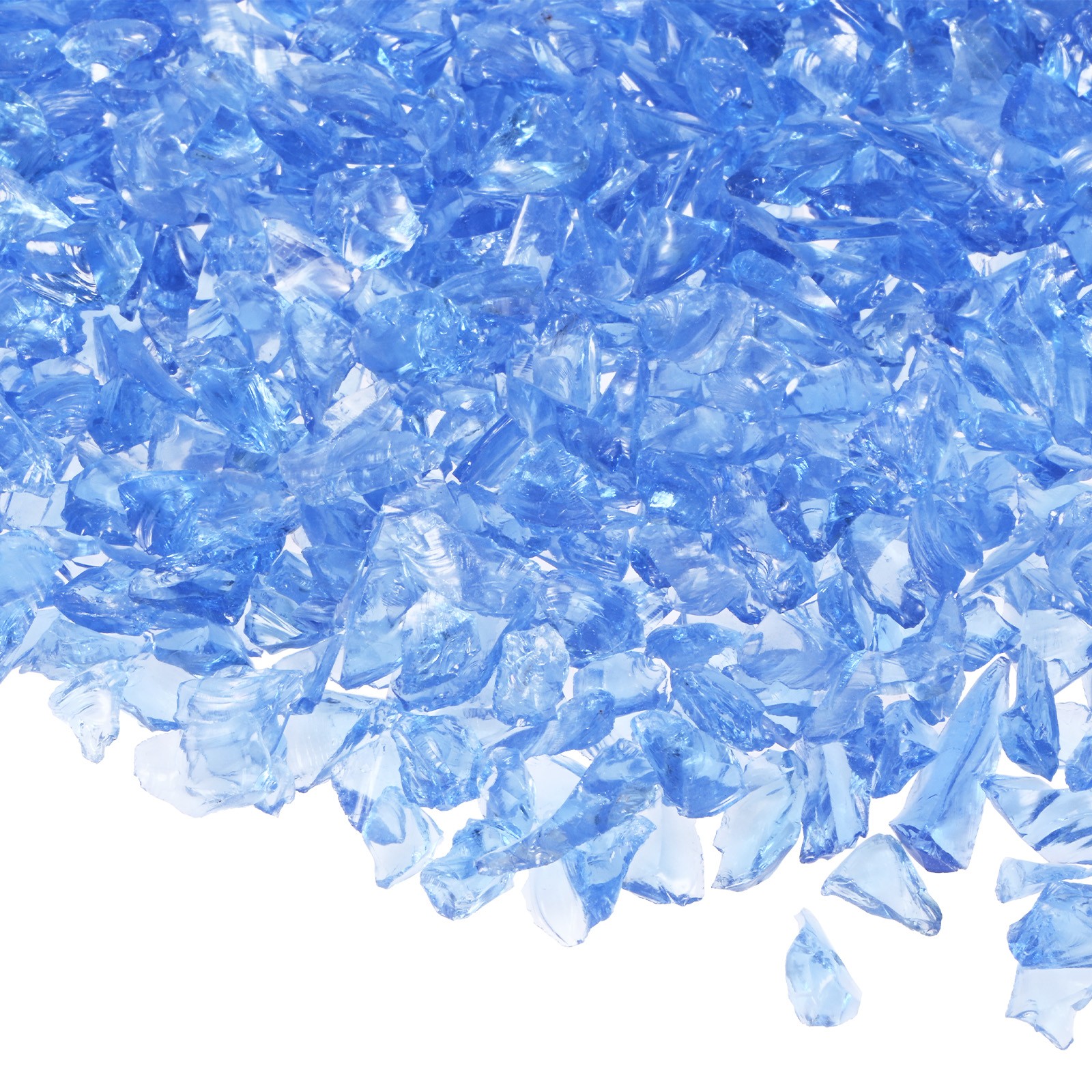 High Luster Fire Glass Gravel Stone 3-6mm, 500g/1.1-Pound [Light Blue]