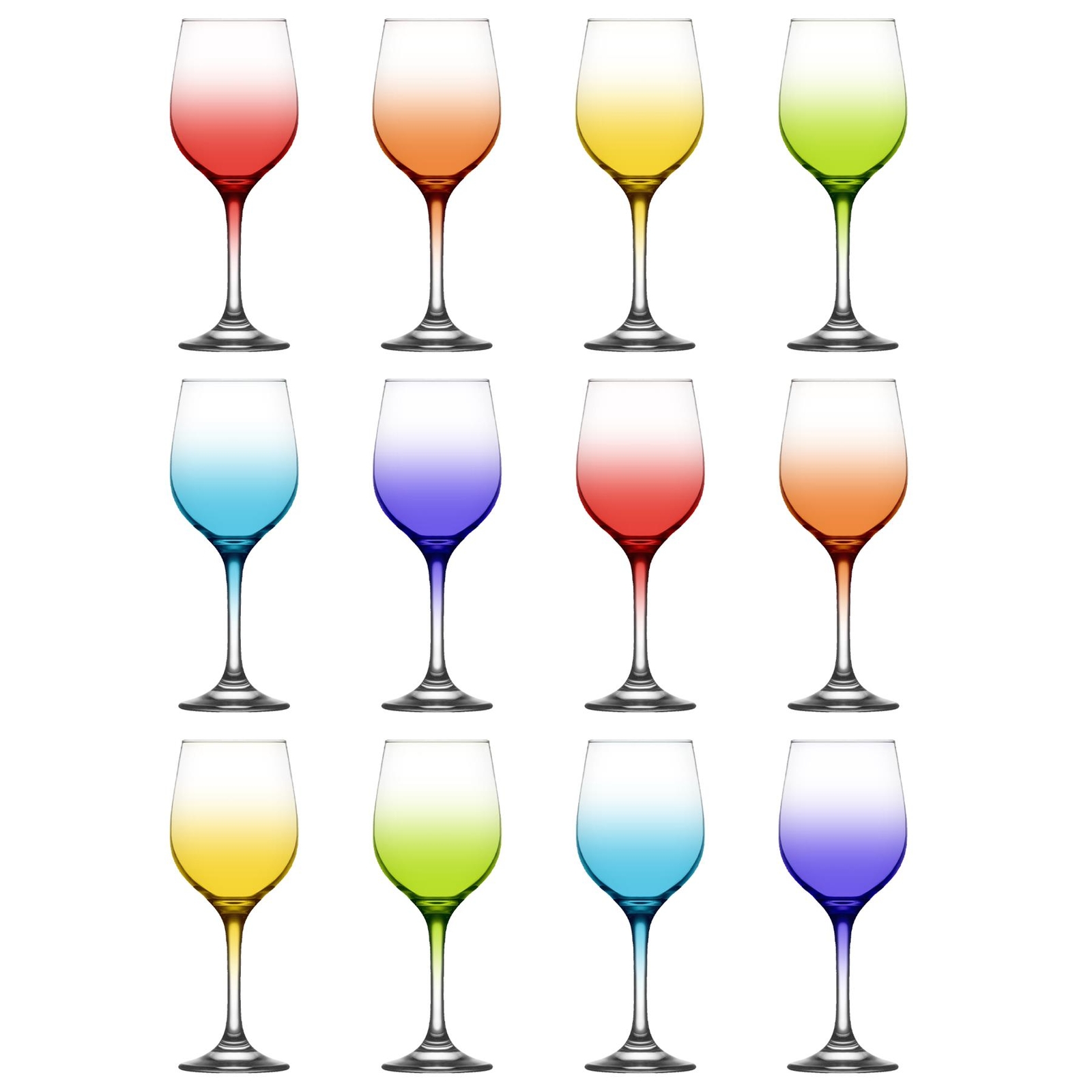 12x LAV 395ml Fame Wine Glasses Full Colour Party Cocktail Drinking Goblet Set