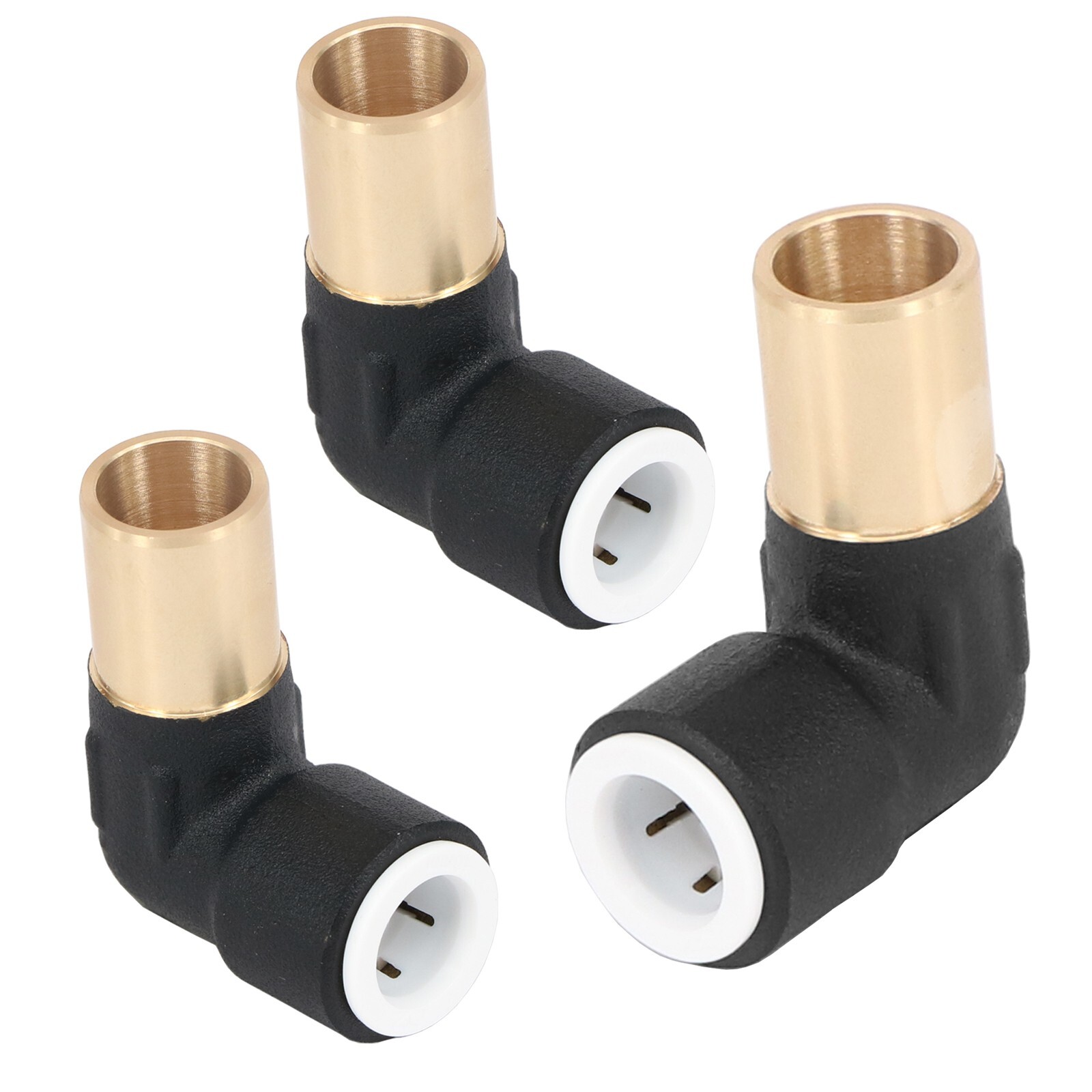 Radiator Valve Reducing Elbow Stem Compression 15mm x 10mm Pushfit Black x 3