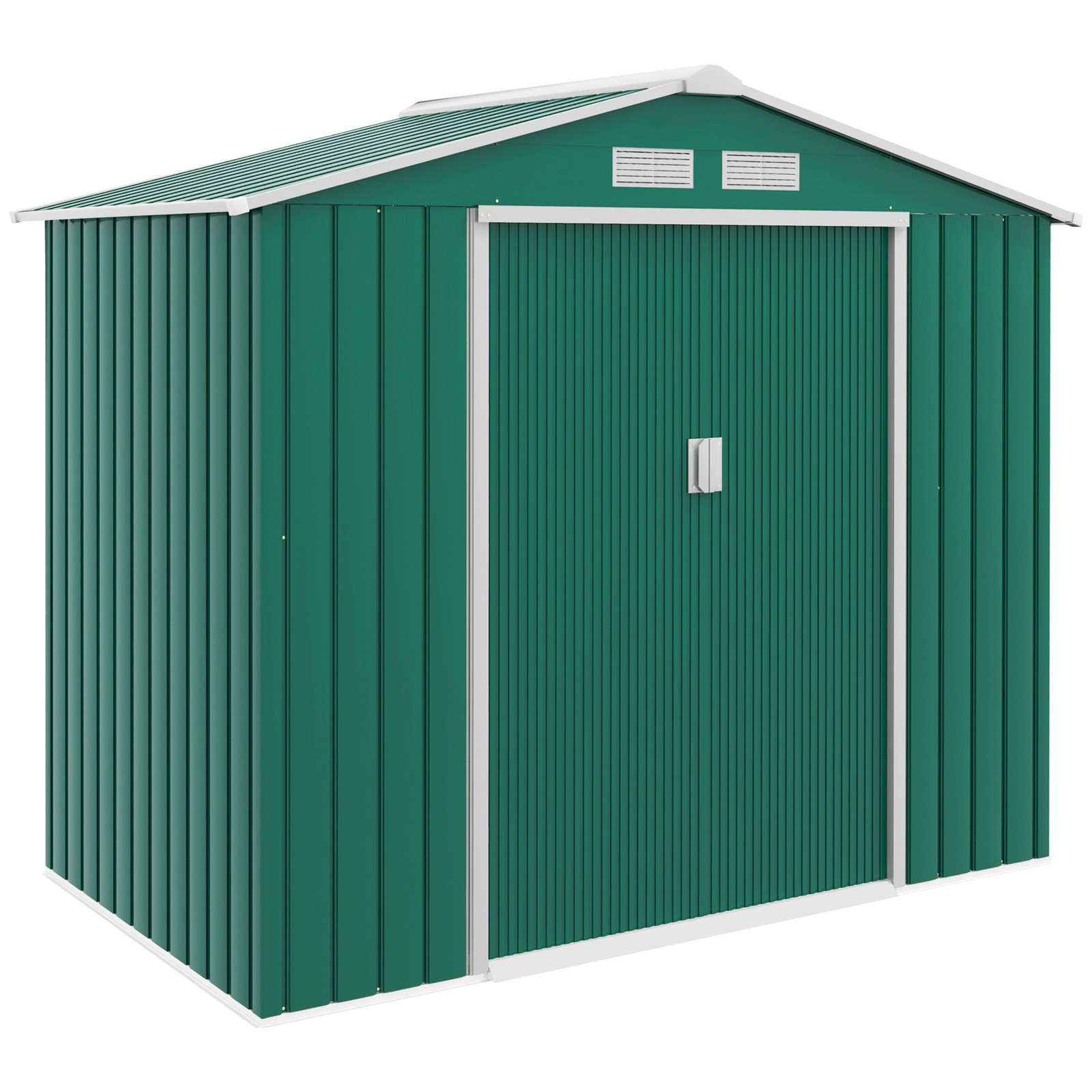 Outsunny 7 x 4ft Garden Shed Storage with Foundation Kit and Vents, Green