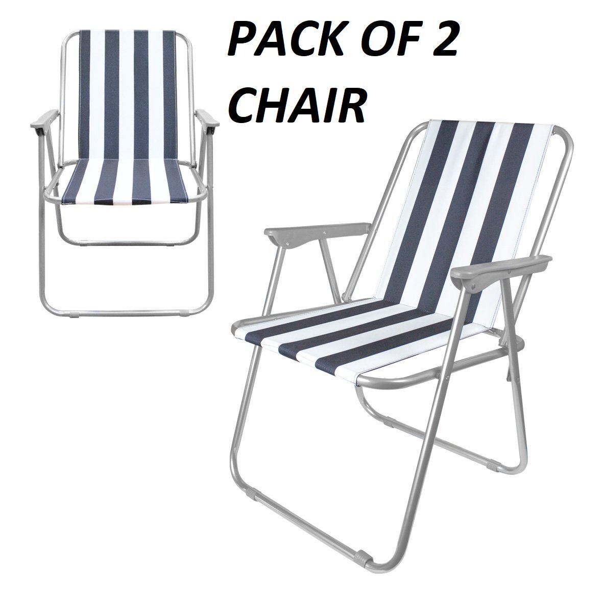 2 X GARDEN PATIO FOLDING STRIPED DECK PICNIC CAMPING BEACH BBQ PARTY CHAIR RELAX