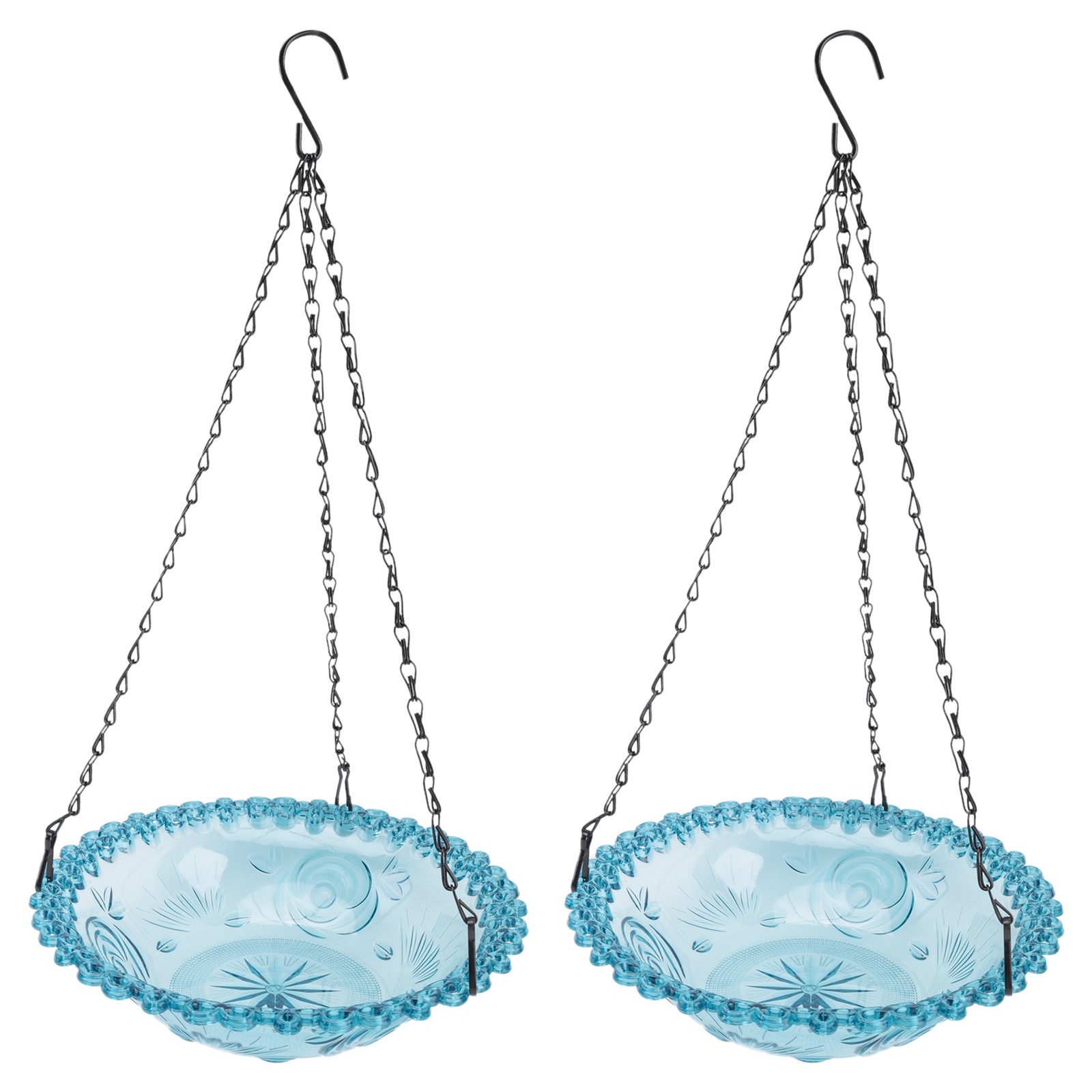 3X(Bird Flower Shaped Hanging Bird Feeder Birdbath for Garden Outdoor Decor3351