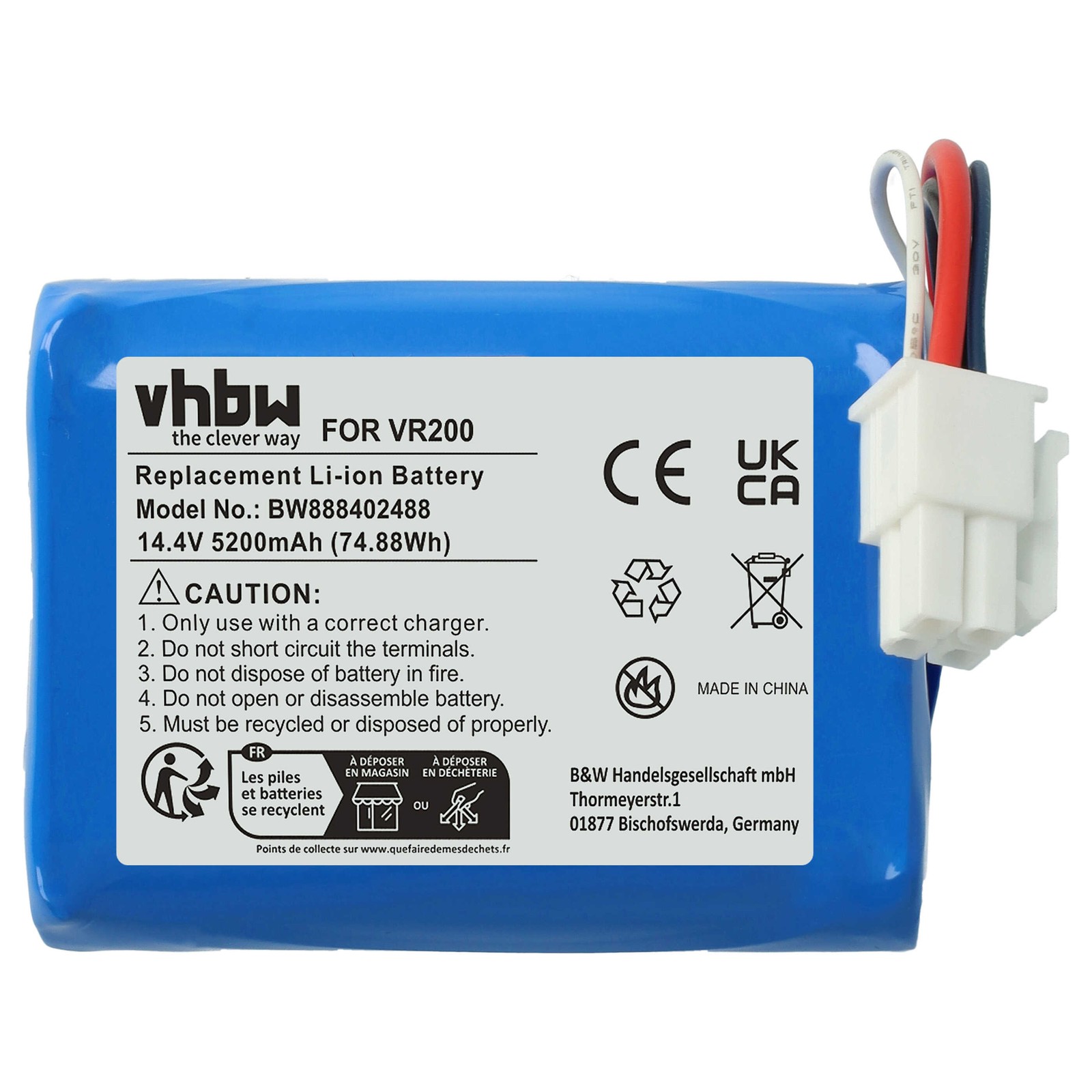 Battery for Vorwerk Kobold VR200 5200mAh 14.4V