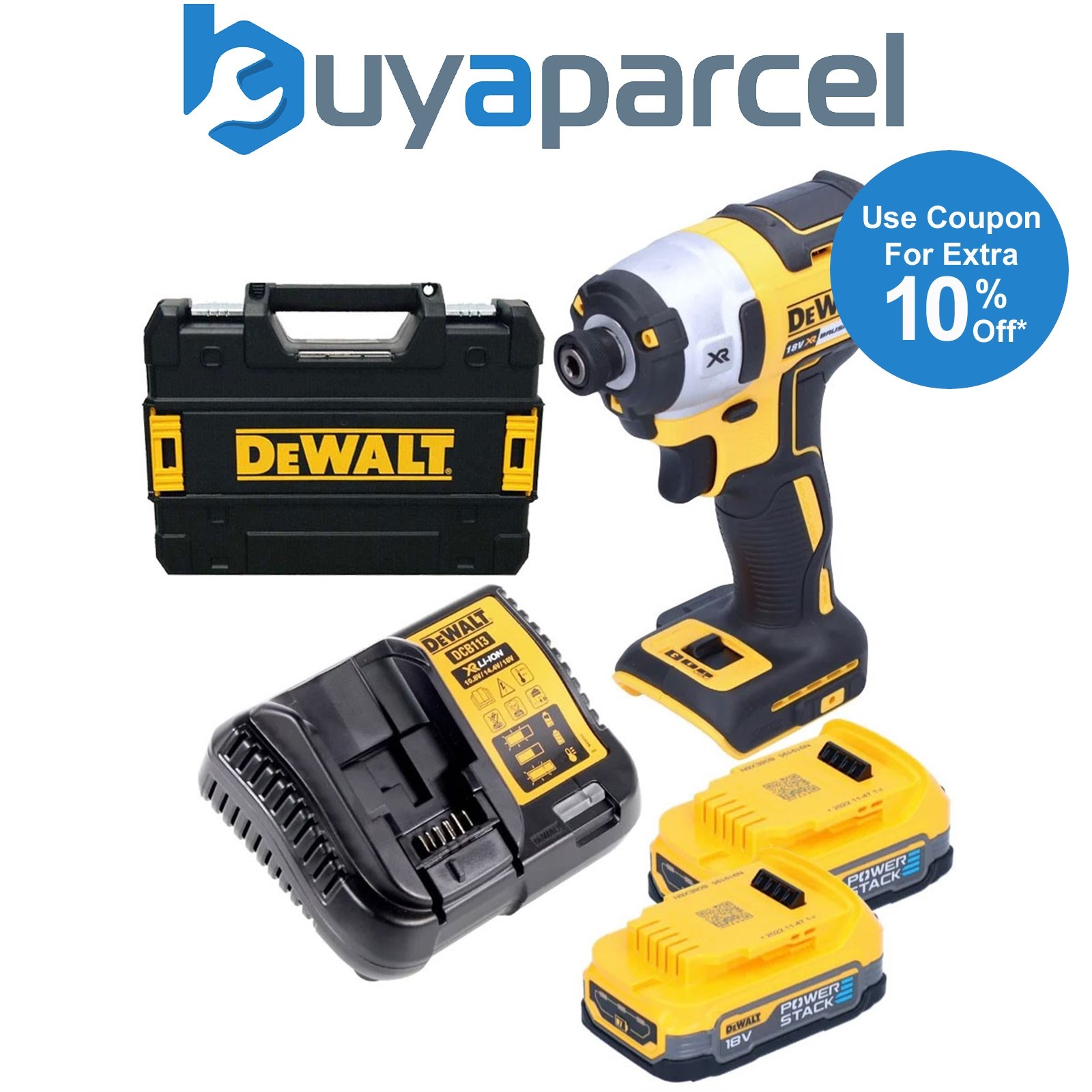 DeWalt DCF887E2T 18V XR Brushless Impact Driver 3 Speed - 2 x POWERSTACK Battery