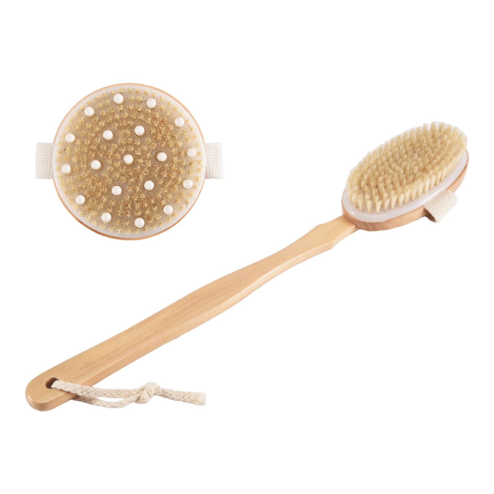 3X(Dry Brushing Body Brush Set of 2, Dry Skin Exfoliating Brush, Handle7391