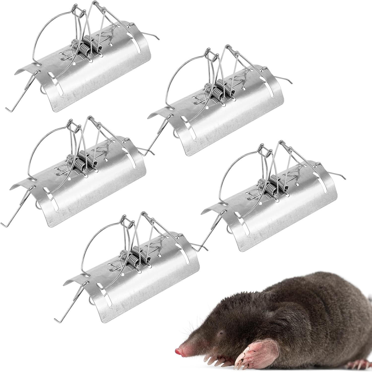 Flat Bottom Tunnel Mole Trap Reusable Mole Traps, Rust-Free Garden Protection H