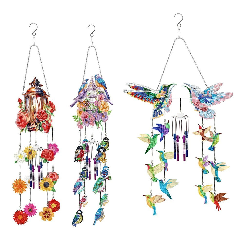 DIY Dotted Diamond Art Painting Wind Chime Kit, Three-Dimensional Dreamy5378