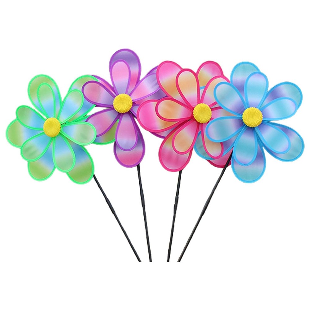 2X(Lawn Decoration Wind Spinner Layer Pinwheels with Stake Eye Catching2859