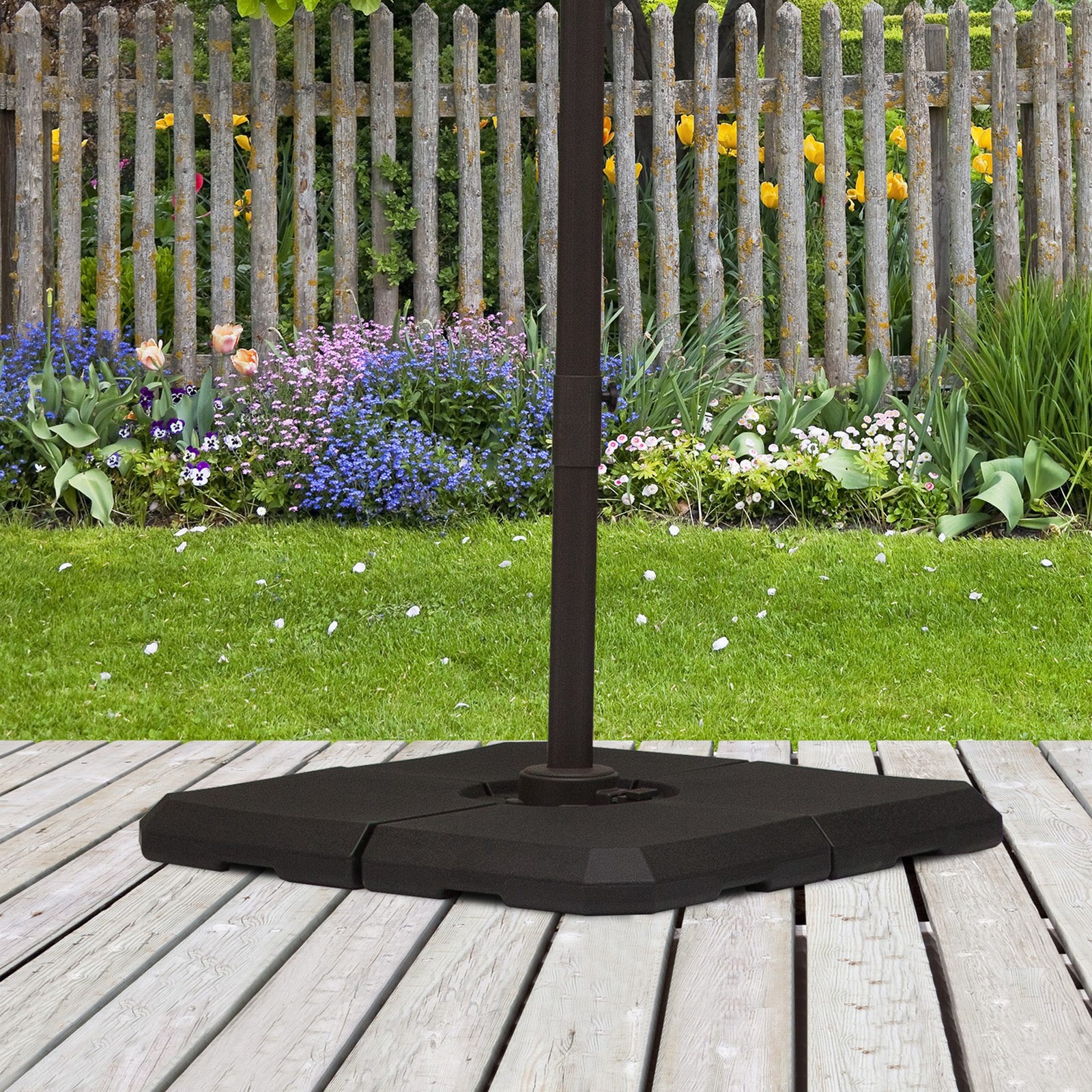 4 PCs HDPE Parasol Base Stand Weights for Cantilever Umbrella, Up to 120kg Black