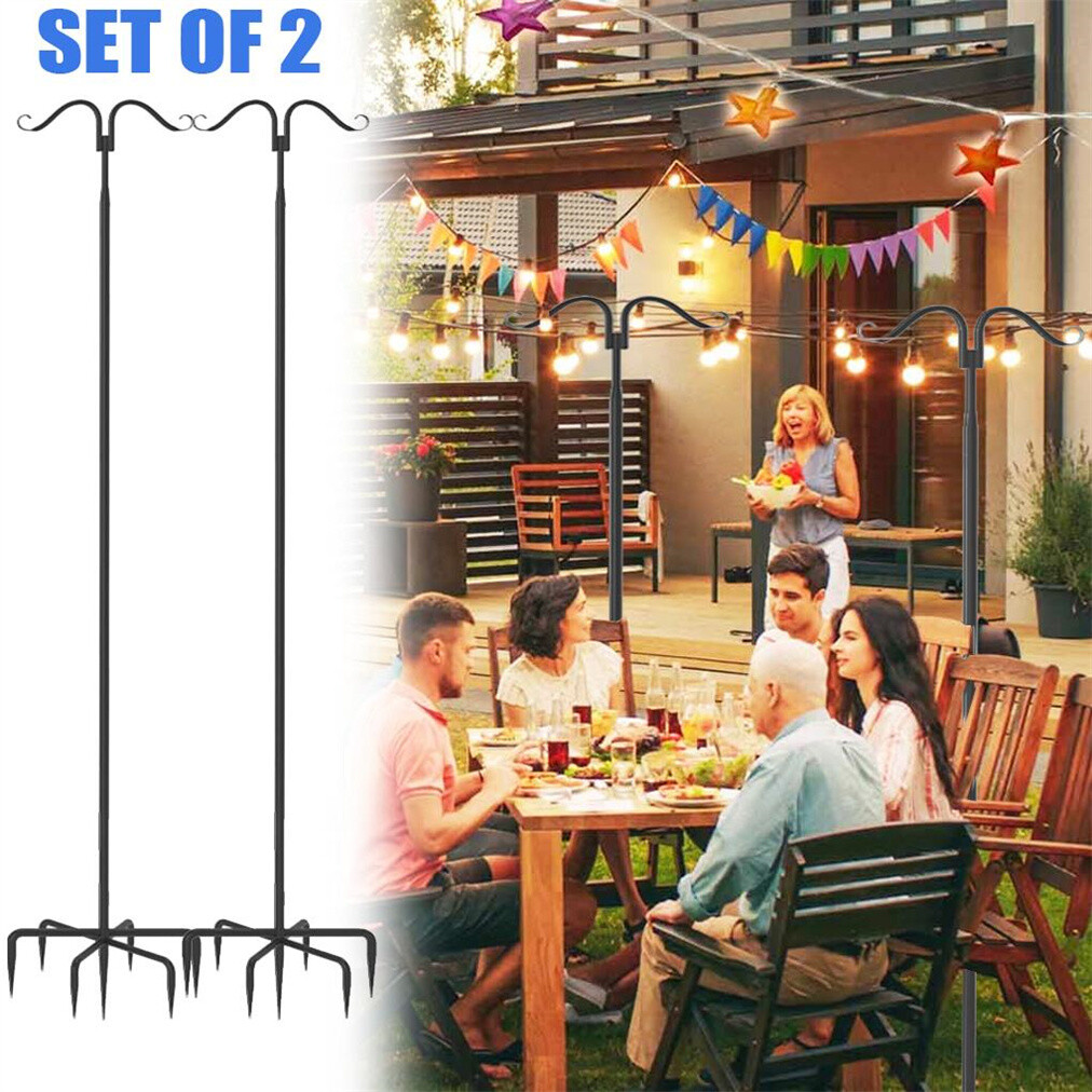 2X Extra tall Shepherds Hook Heavy Duty Two Sided Bird Feeder Stand Light Poles
