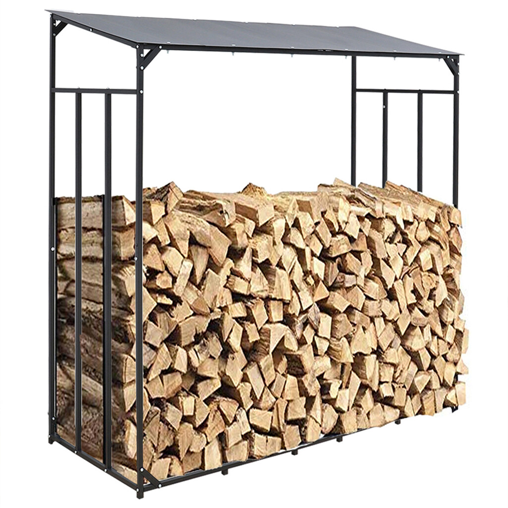 HEAVY DUTY 6.1 FT TALL SINGLE BAY WOODEN LOG STORE RACK FIREWOOD SHELTER OUTSIDE