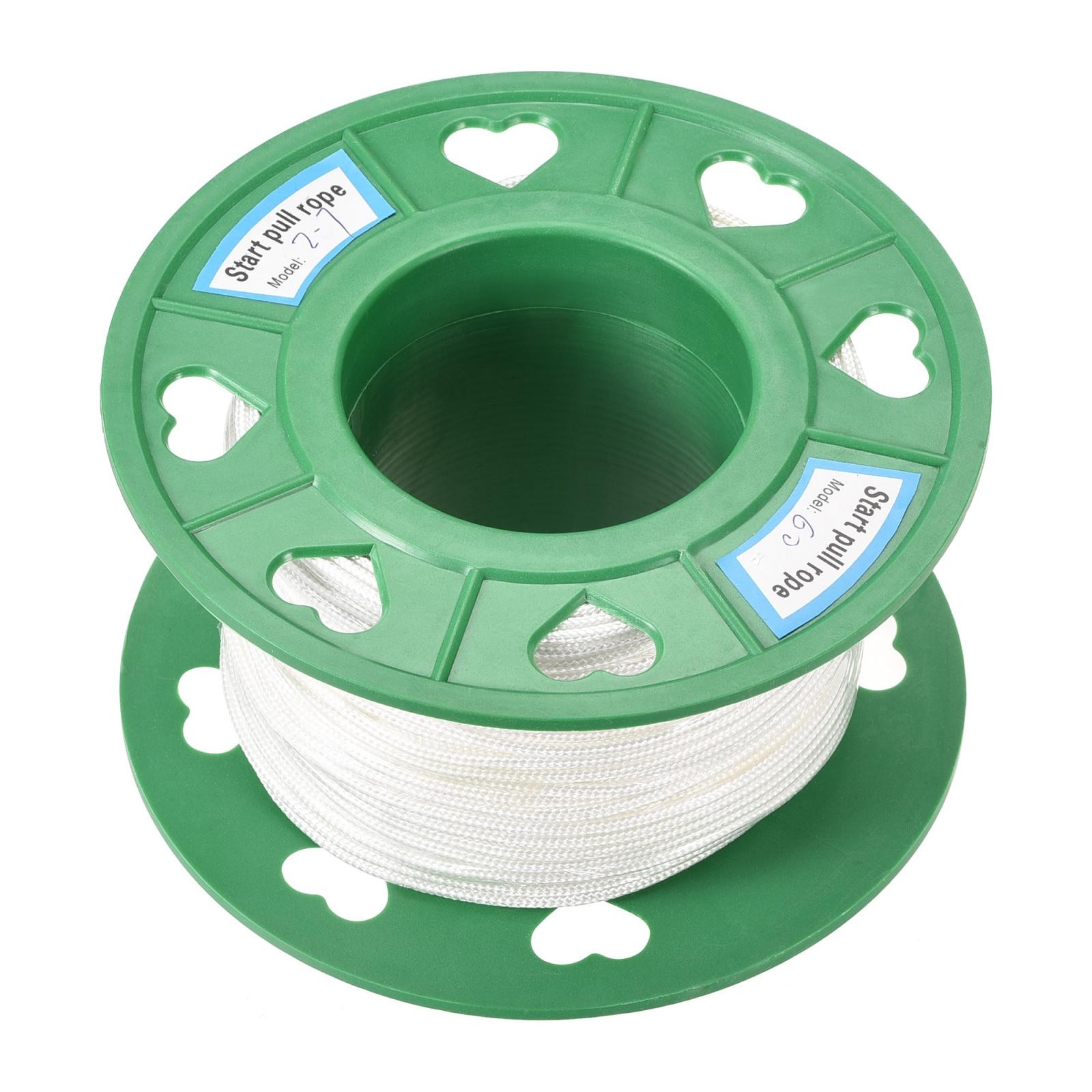 Recoil start Rope 2.7mm 3/32 Inch Dia 60m 196ft Polyester Pull Cord White