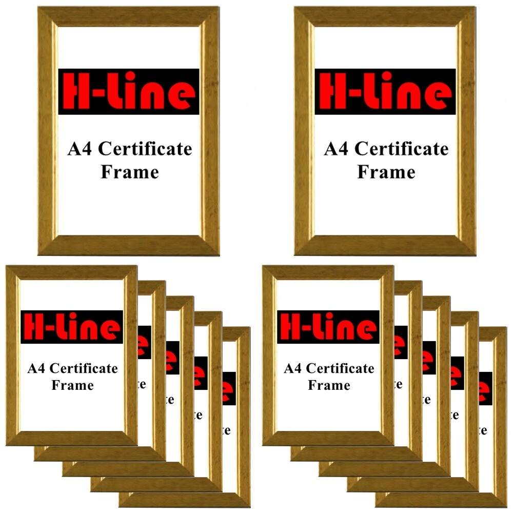 12 X A4 CERTIFICATE GOLD PHOTO PICTURE FRAMES FREE STANDING WALL MOUNTABLE FRAME