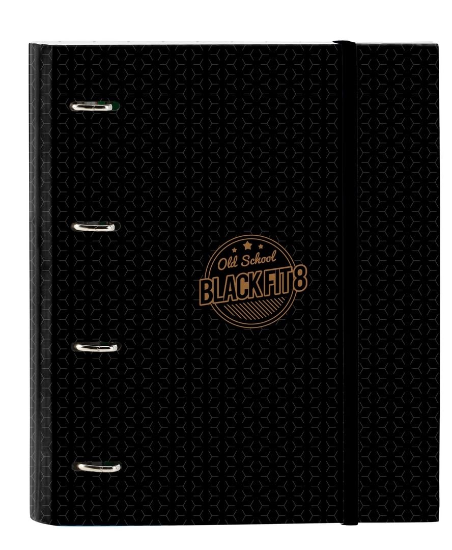 BLACKFIT8 OLD SCHOOL – 4 Ring Binder 35 cm with 100 A4 Sheets, Ideal for Childre