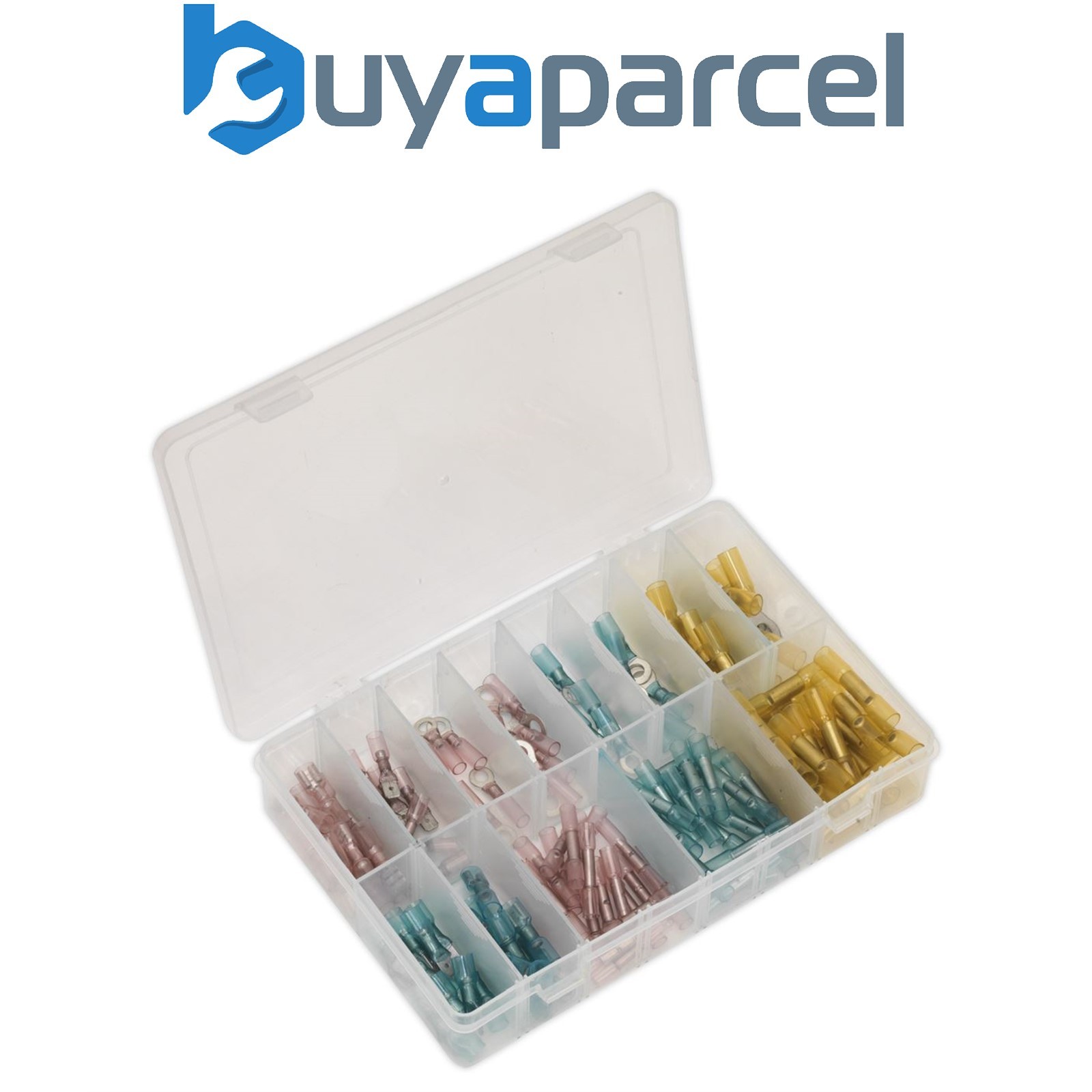 Sealey AB037HT Adhesive Lined Heat Shrink Terminal Assortment 142pc - Blue, Red