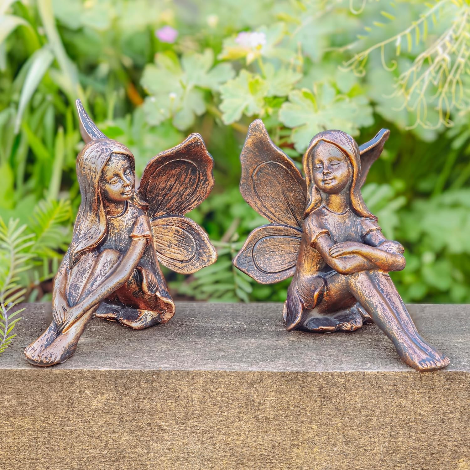 Garden Mile Set of 2 Fairy Garden Ornaments outdoor Weatherproof Resin Figurine