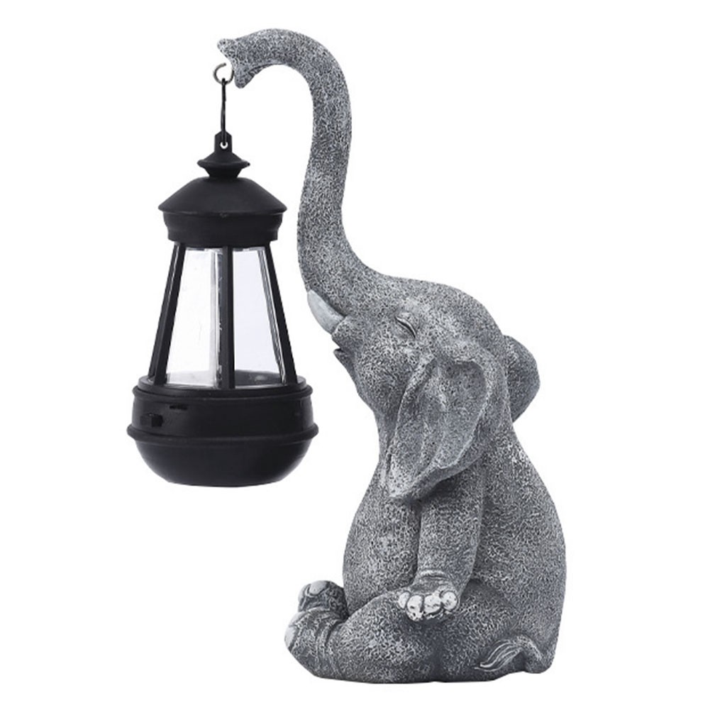 Elephant Solar Lamp Decoration Solid Resin Craft Elephant Ornament Statue5318