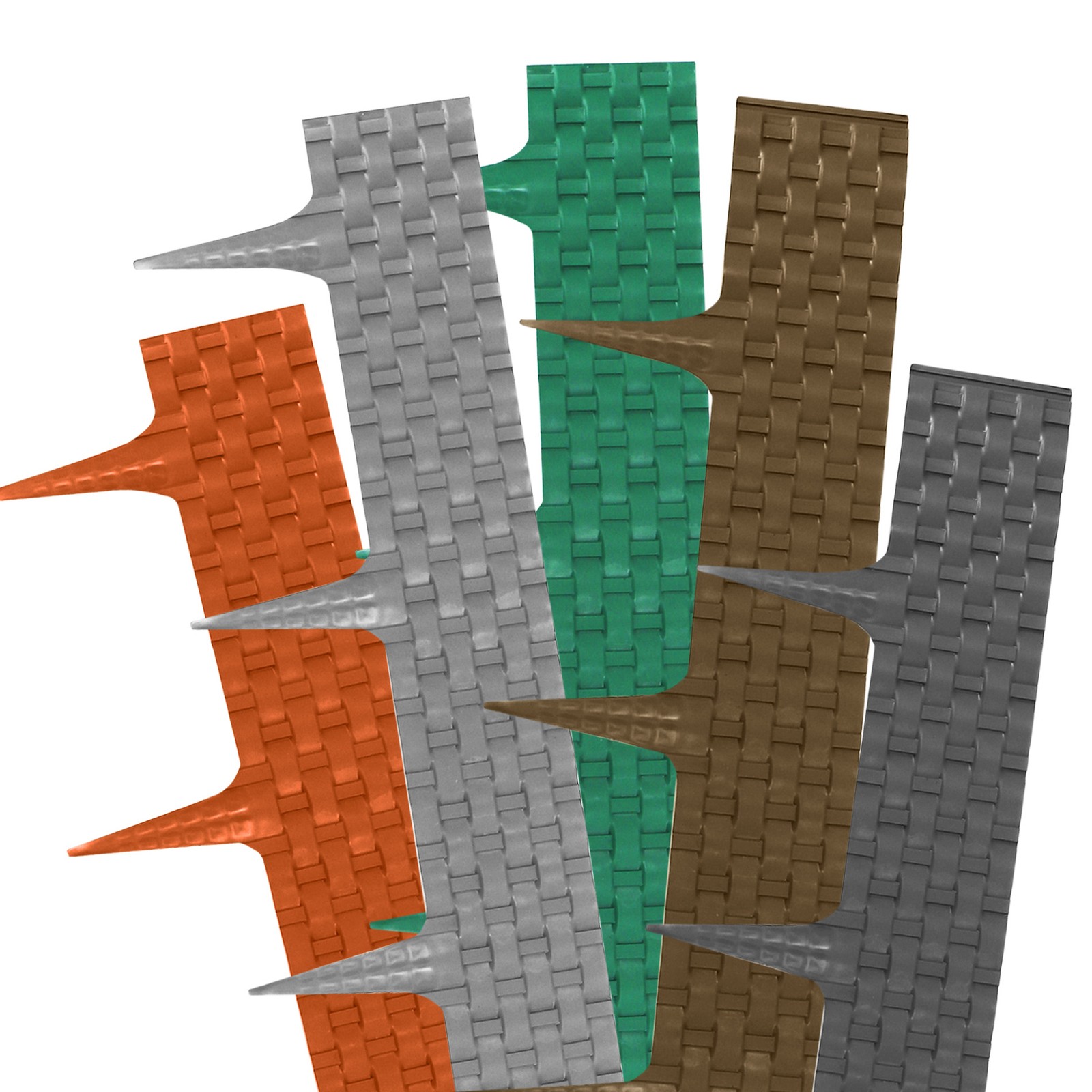 Lawn edging, rattan look, green, 20x80 cm modules, plastic flower bed edging for