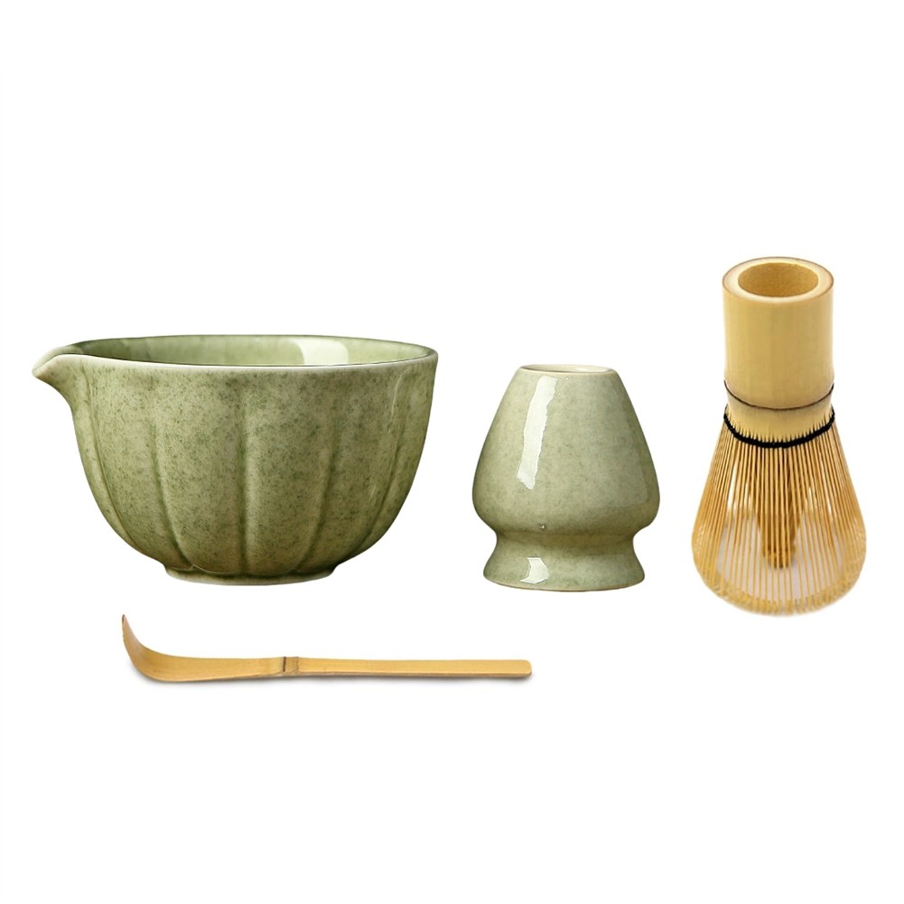Match Bowl with Spout and Whisk, Matcha Scoop Matcha Chasen Holder- 4pc5124