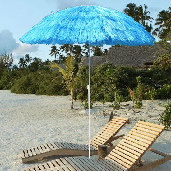 160CM Hawaiian Parasol Tilt Mechanism Height Extendable Blue