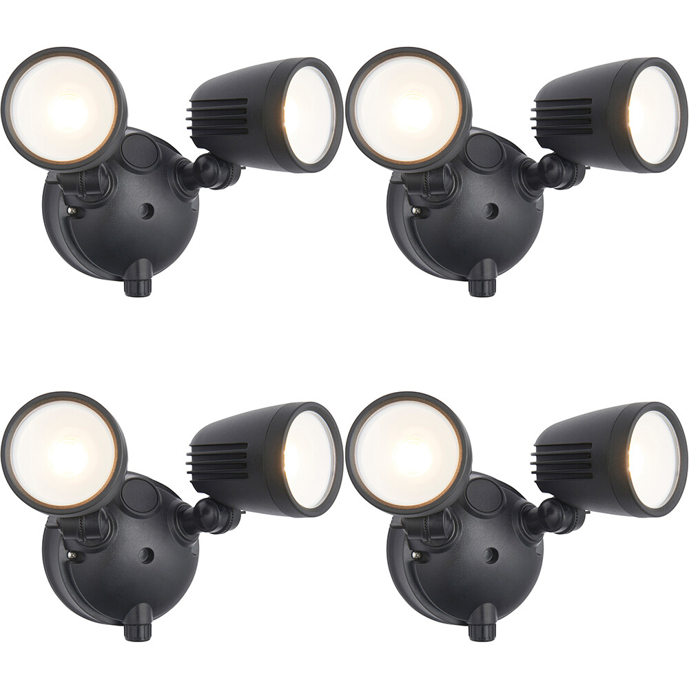 4 PACK Twin Light Outdoor Adjustable Spot Light - 2 x 10W CCT LED Module