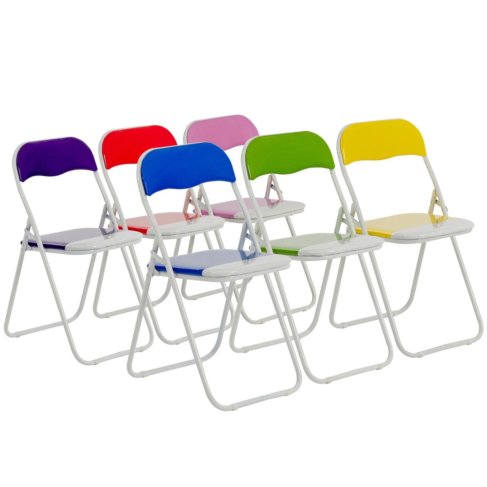 6x Harbour Housewares Coloured Padded Folding Chairs Strong Metal Frame Multi