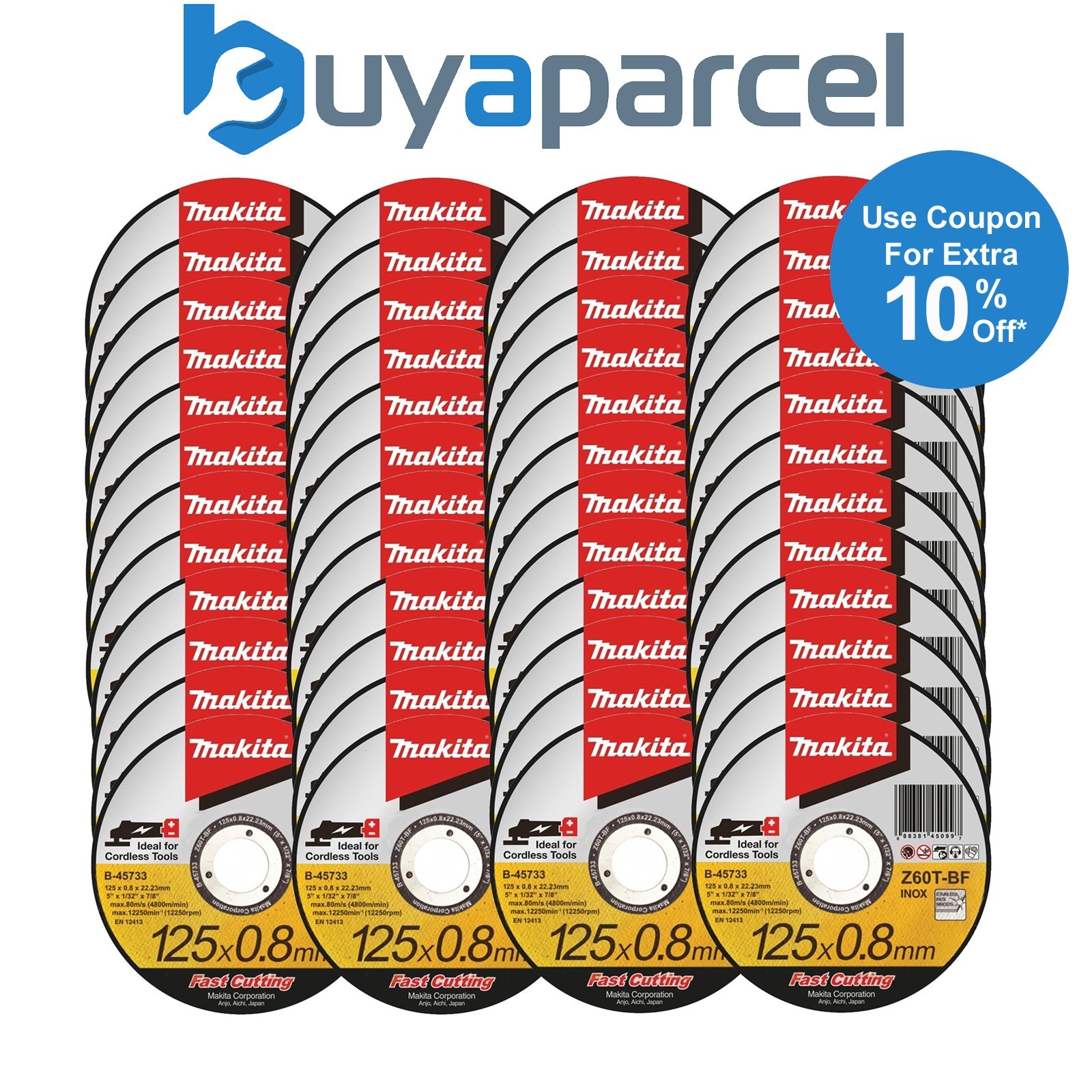 48X Makita B-45733 Fast Cutting Thin Metal Grinder Disc 125mm x 0.8mm x 22.23mm