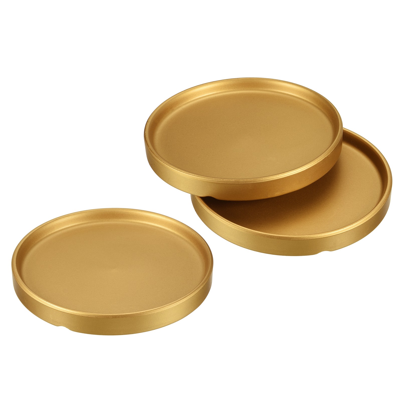Plant Pot Saucer 6 Inch OD, 3 Pack Ceramic Round Flower Tray, Golden