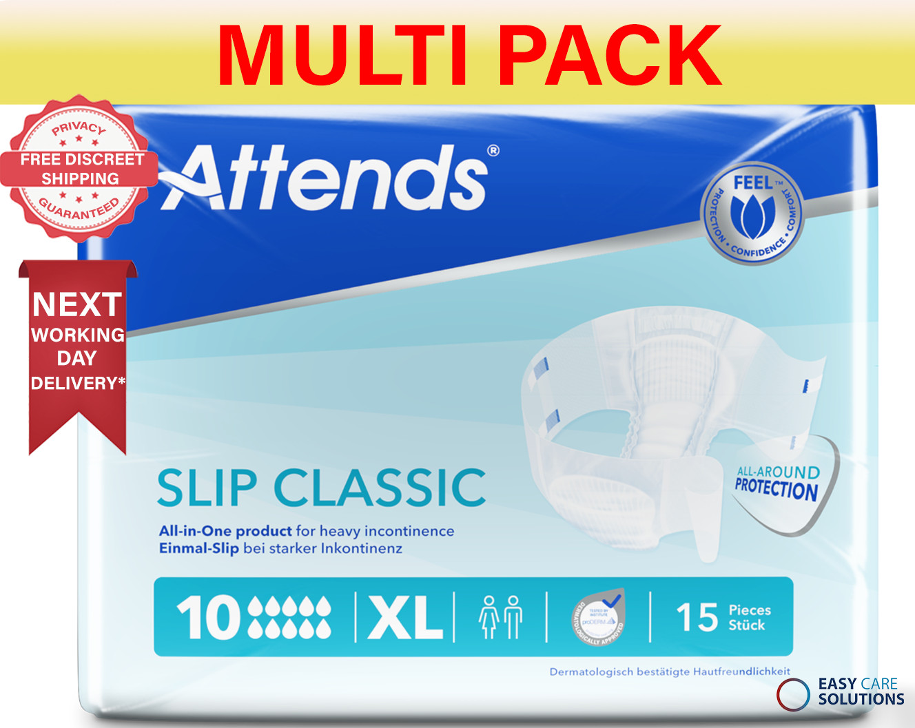 Attends Slip Classic 10 - Extra Large- 4 Pack of 15 - Multi pack