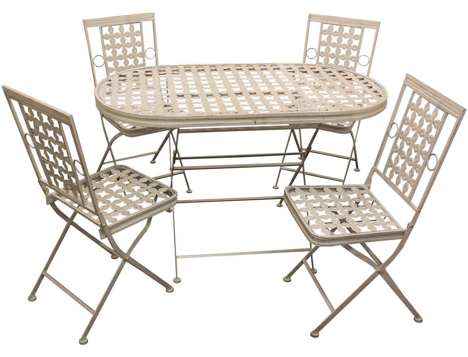 Woodside Folding Metal Outdoor Garden Patio Dining Table And 4 Chairs Set