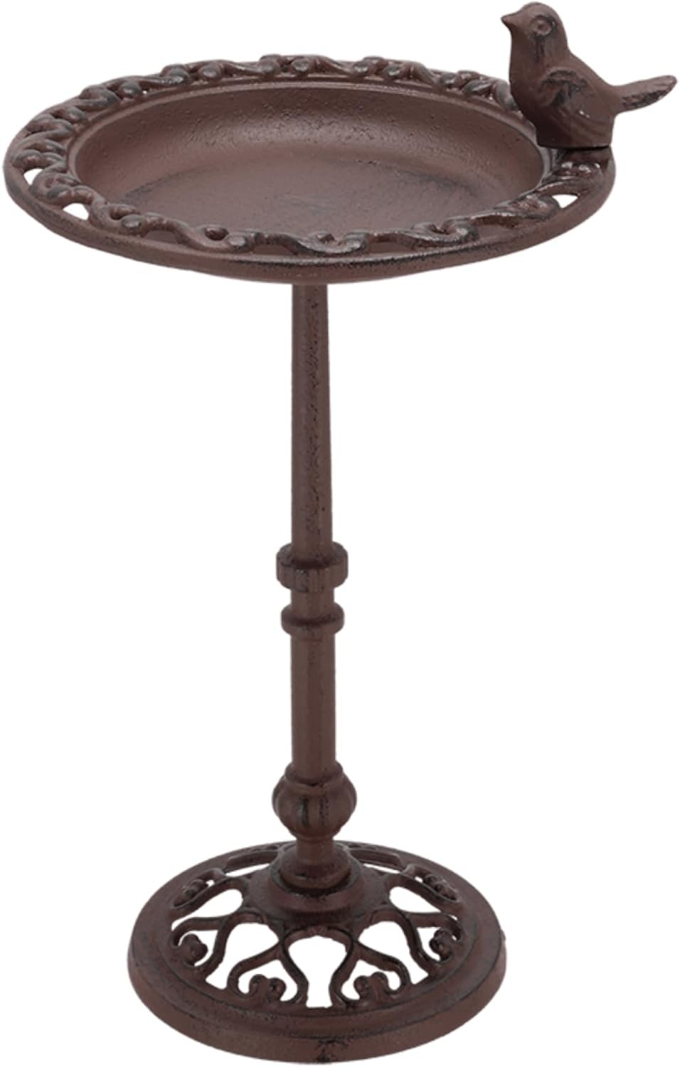 Fallen Fruits FB165 Bird Bath on Pole, Antique Brown, 8.775inx 8.775inx 15.015i