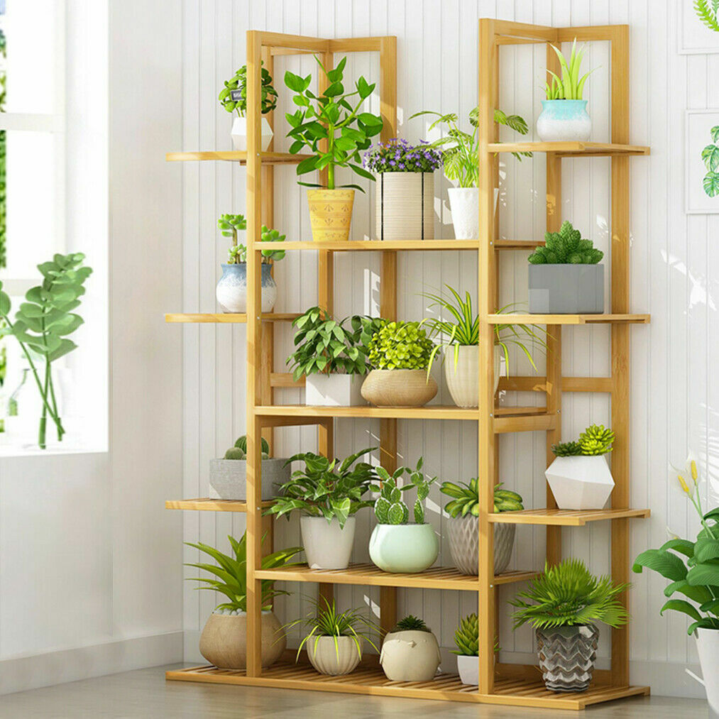 11 Tiers Large Double Planter Pot Stand Plant Rack Display Shelf Indoor Outdoor