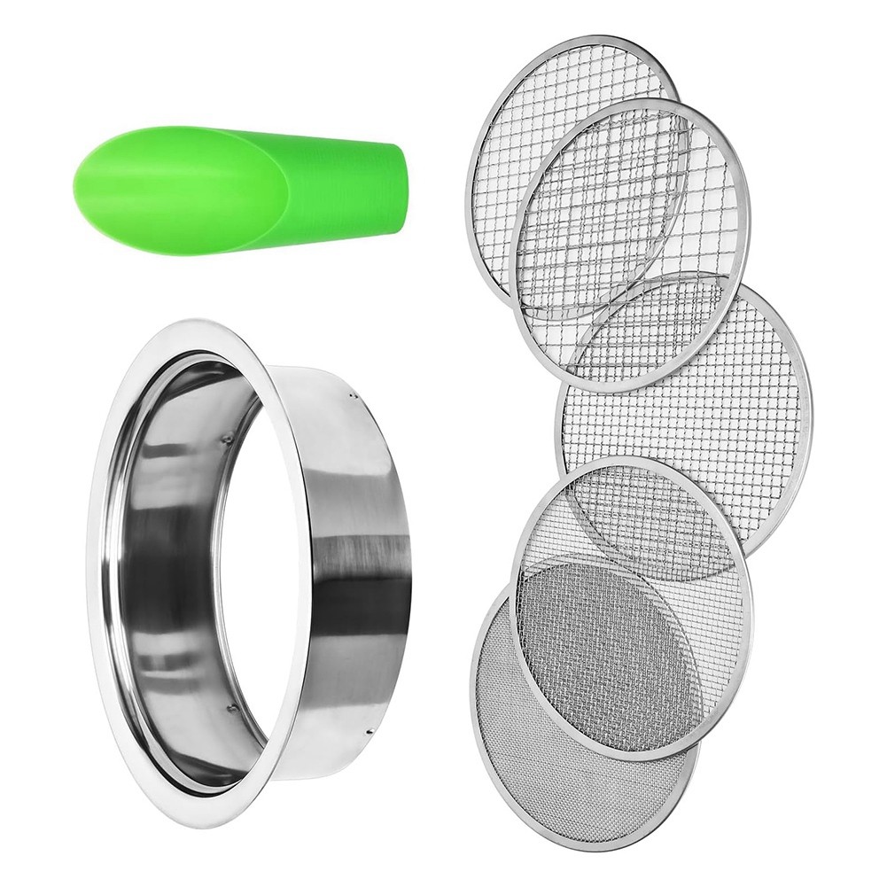 Soil Sieve Set Garden Stainless Steel Mesh Sifter,Compost Sifter with 1,34136