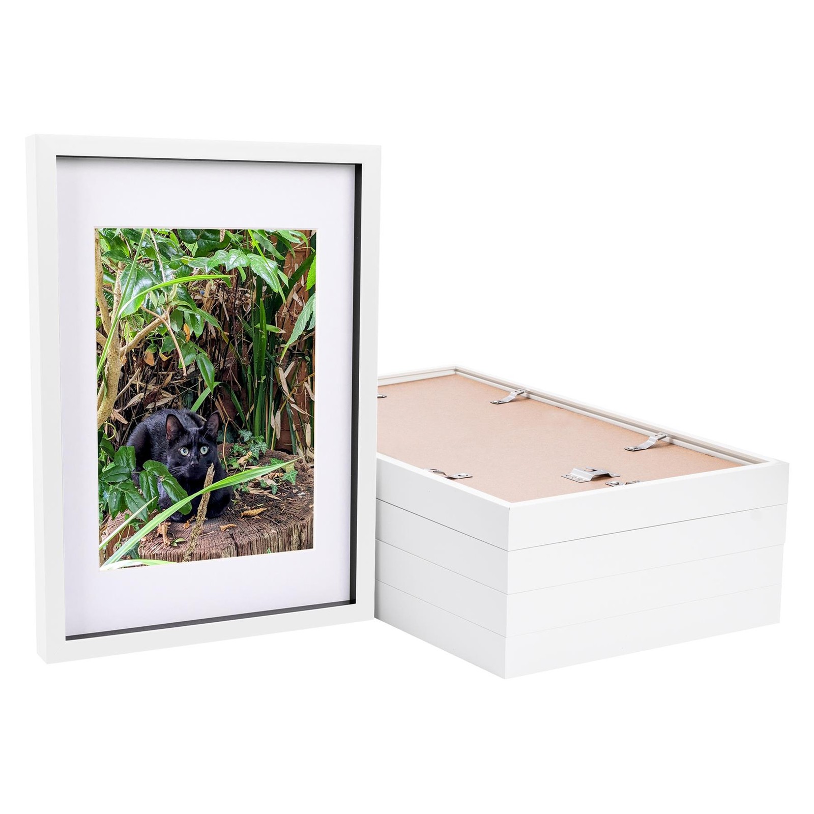 5x White A3 (12" x 17") Acrylic 3D Box Photo Picture Frame - White A4 Mount