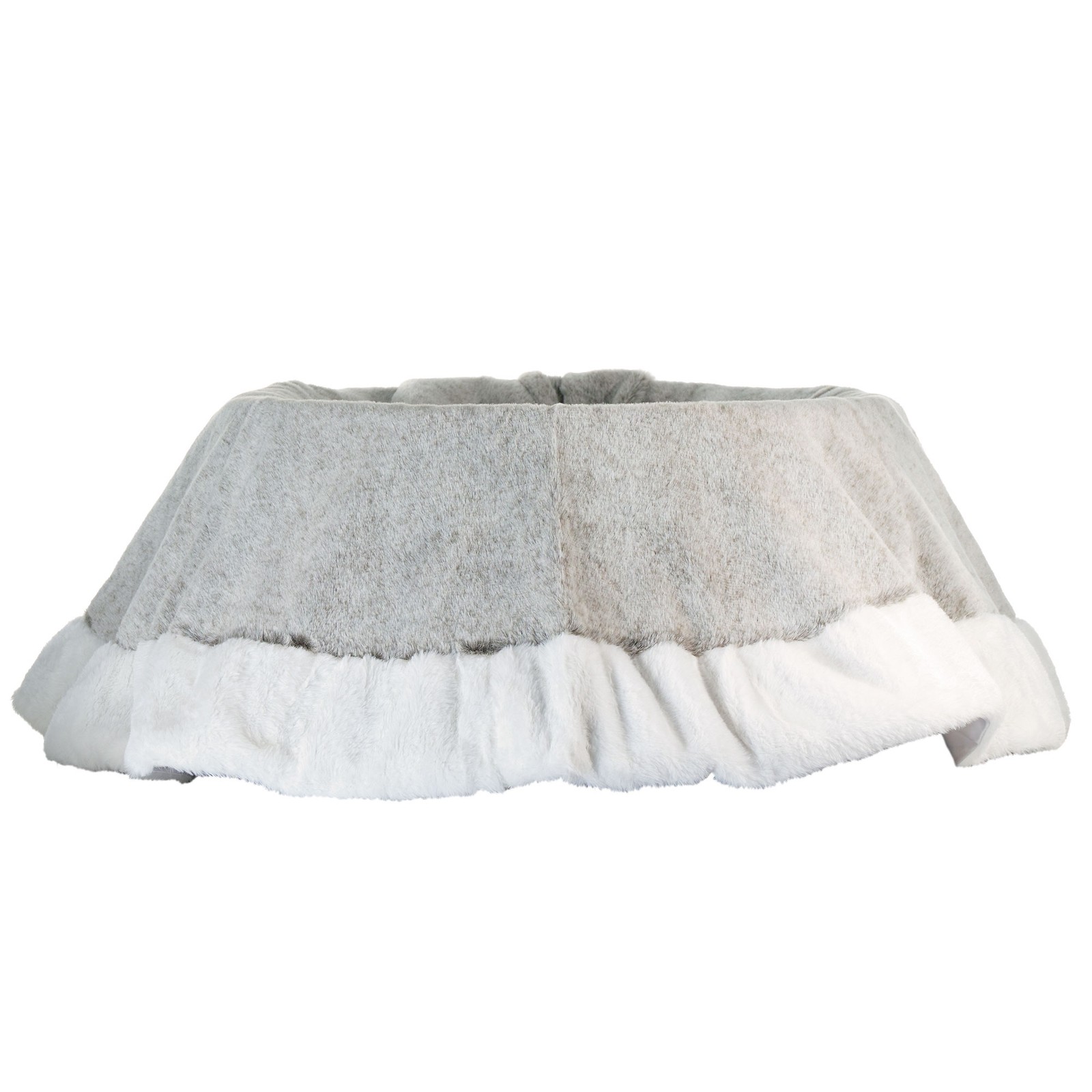 Grey Faux Fur Tree Skirt | Christmas Tree Base Cover | Festive Winter Decoration