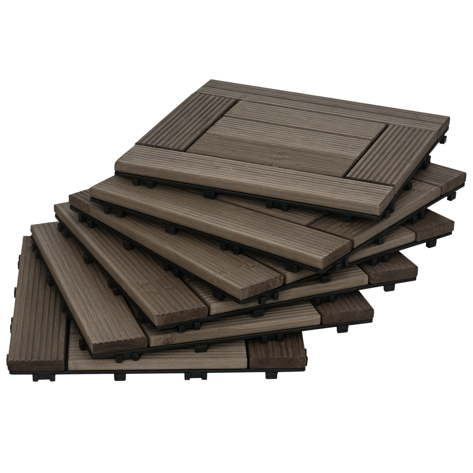 Outsunny 27 Pcs Wooden Interlocking Decking Tiles, 30 x 30 cm per piece, Grey