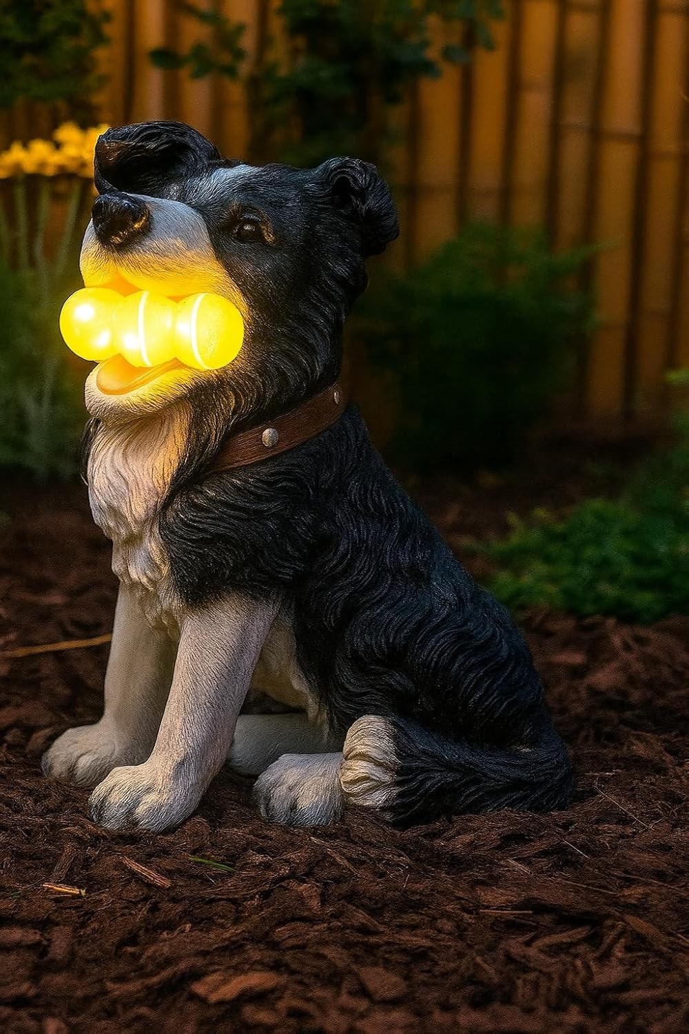 Garden Mile Solar Garden Dog Ornament Waterproof Resin Dog Statue with Light up