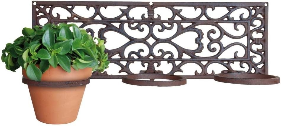 Esschert 18 x 52 x 16cm Cast-Iron Flower Pot holder Classic 3-Pots - Brown