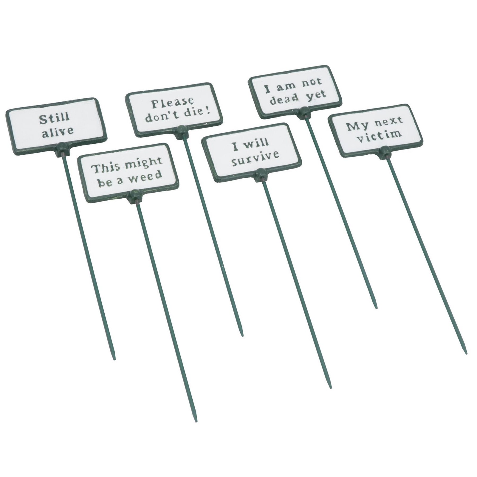 Comic Plant Sign Marker Label Cast Iron Plaque House Garden Yard Allotment 6pc