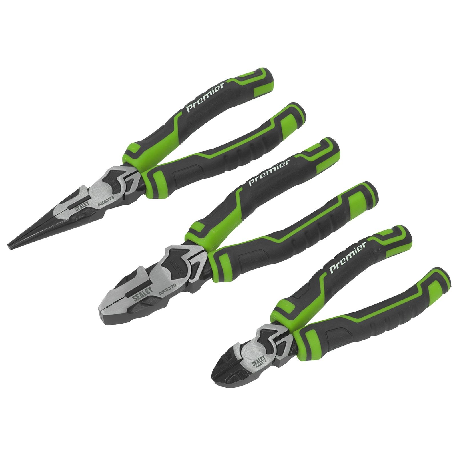 Sealey 3 Piece High Leverage Hi-Vis Green Pliers Set - AK8376HV