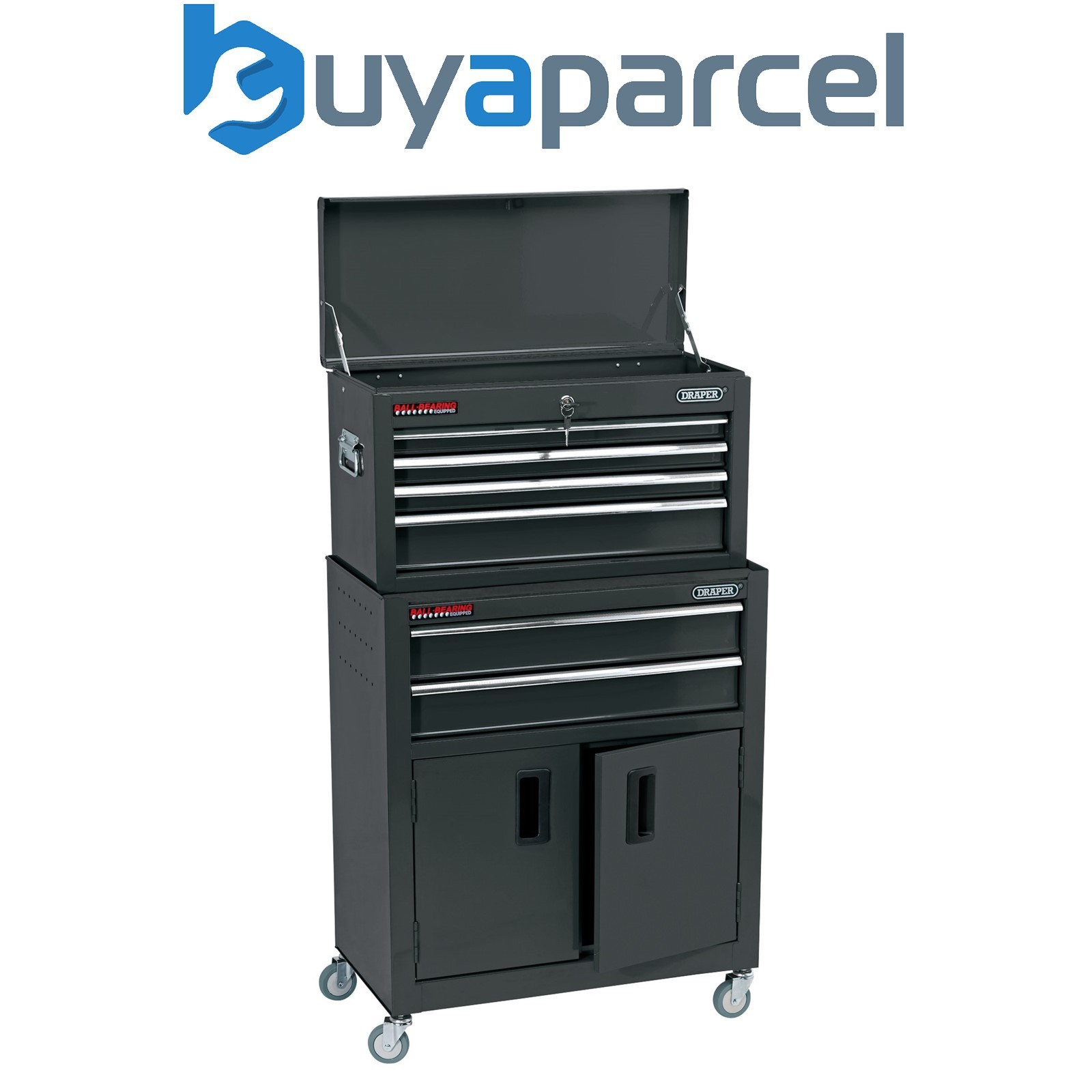 Draper 19572 Combined Roller Cabinet and Tool Chest, 6 Drawer, 24", Black