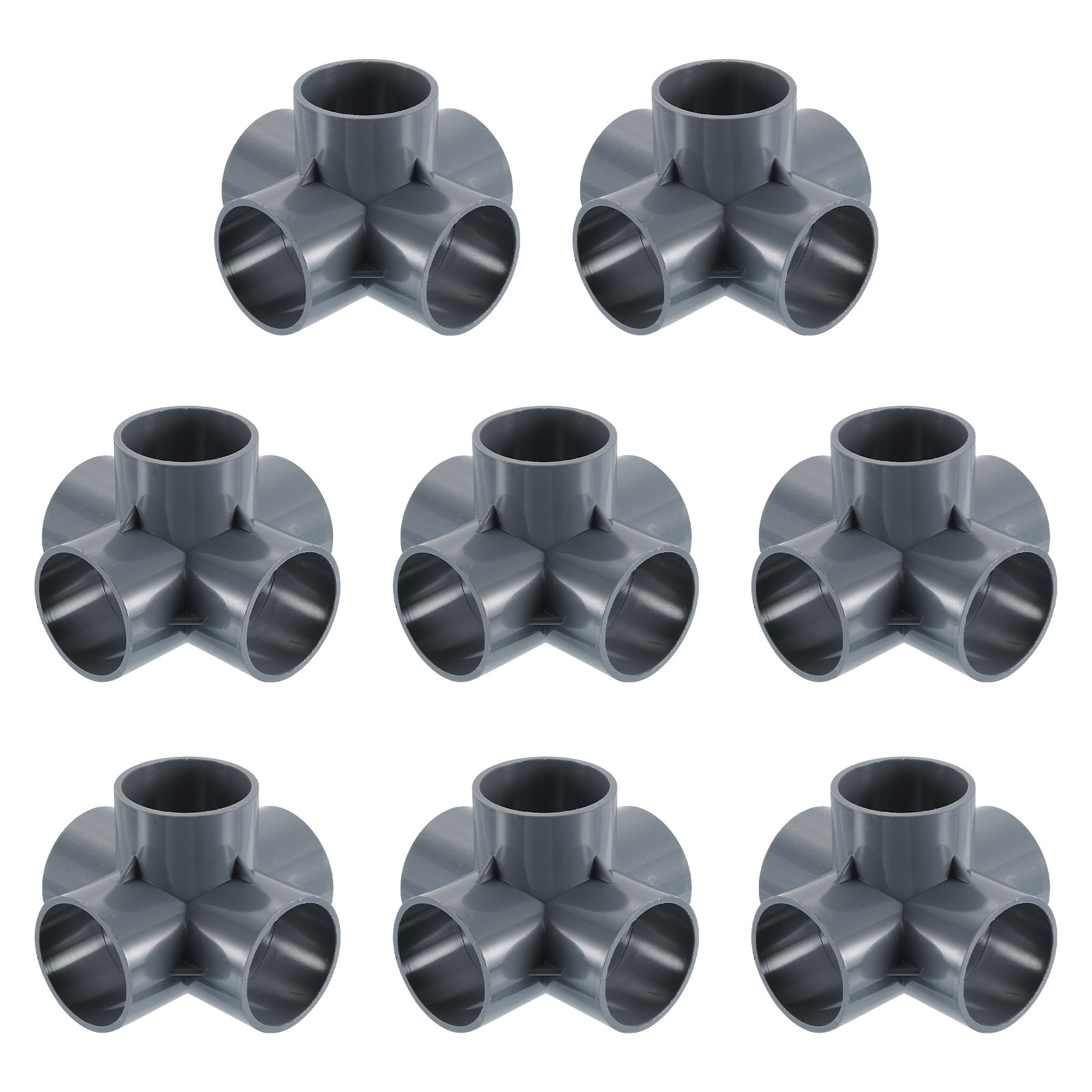 1-1/2" PVC Fittings, 8 Pcs 5 Way Elbow Connector Elbow PVC Corner Fitting, Grey