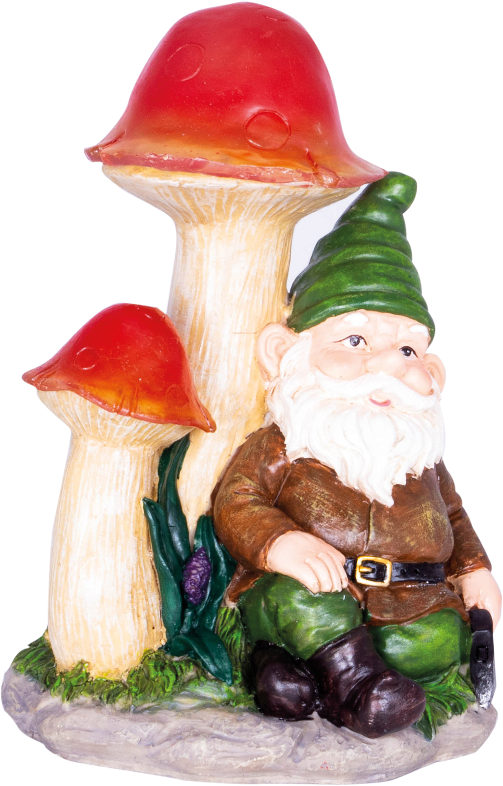 Garden Outdoor Solar Light Up Gnome under Mushrooms Ornament Decoration Gift