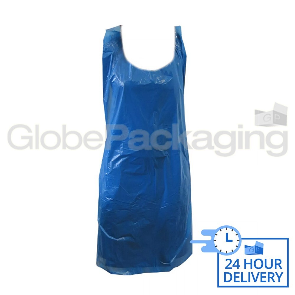 5000 x STRONG DISPOSABLE BLUE KITCHEN APRONS 27"x42